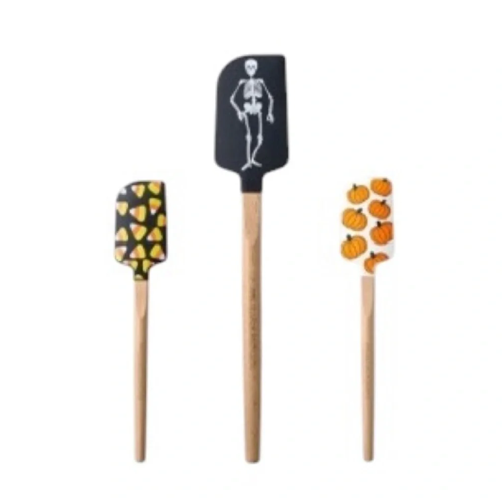 Williams Sonoma Black Silicone Skeleton Spatula with wooden handle